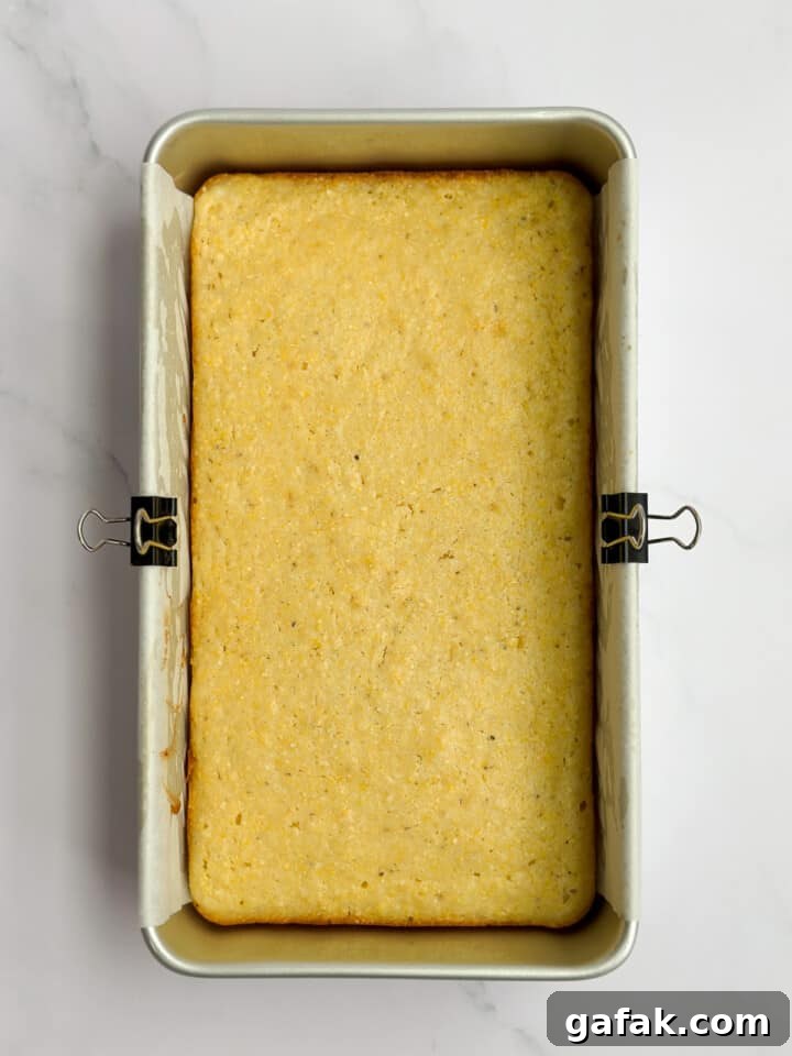 small batch cornbread once done baking.