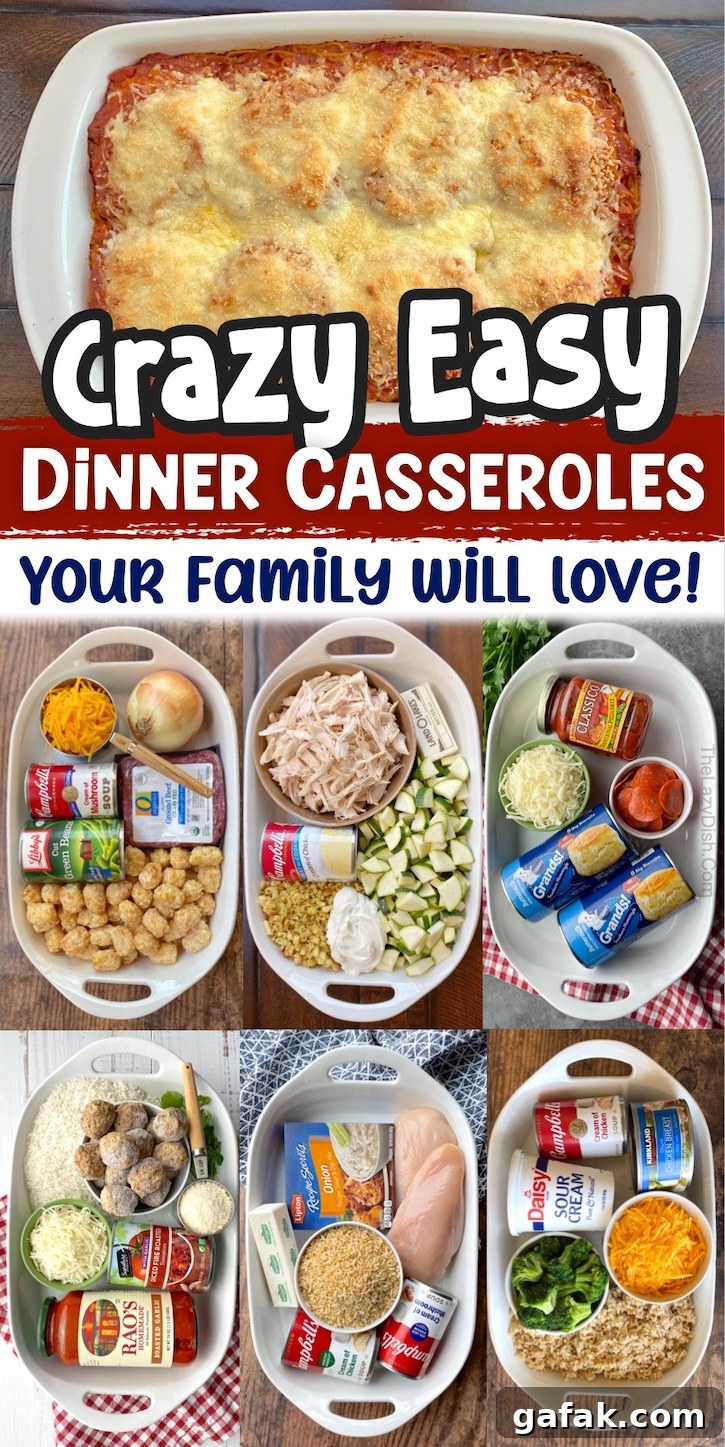 If you're looking for easy dinner recipes made with few ingredients, you've got to give these fun and yummy casseroles a try! On this list, you'll find everything from ground beef and chicken to cheesy pasta and rice, along with a few veggie loaded recipes. Dinner casseroles are a go-to for me on busy weeknights because everything is thrown together in one dish!