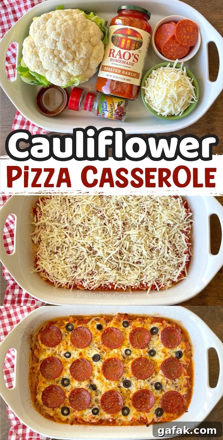 Cauliflower Pepperoni Pizza Casserole