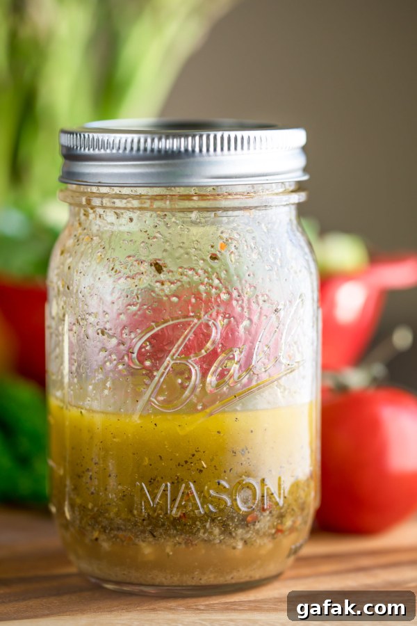 Jar of Homemade Italian Dressing