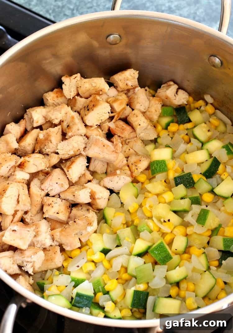 summer grilled chicken soup with vegetables