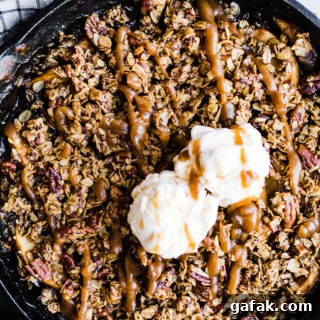 Caramel Apple Pecan Skillet Crisp