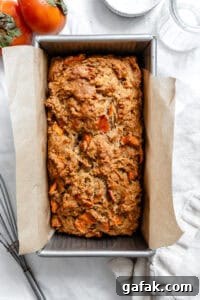 completed Easy Persimmon Bread on parchment paper