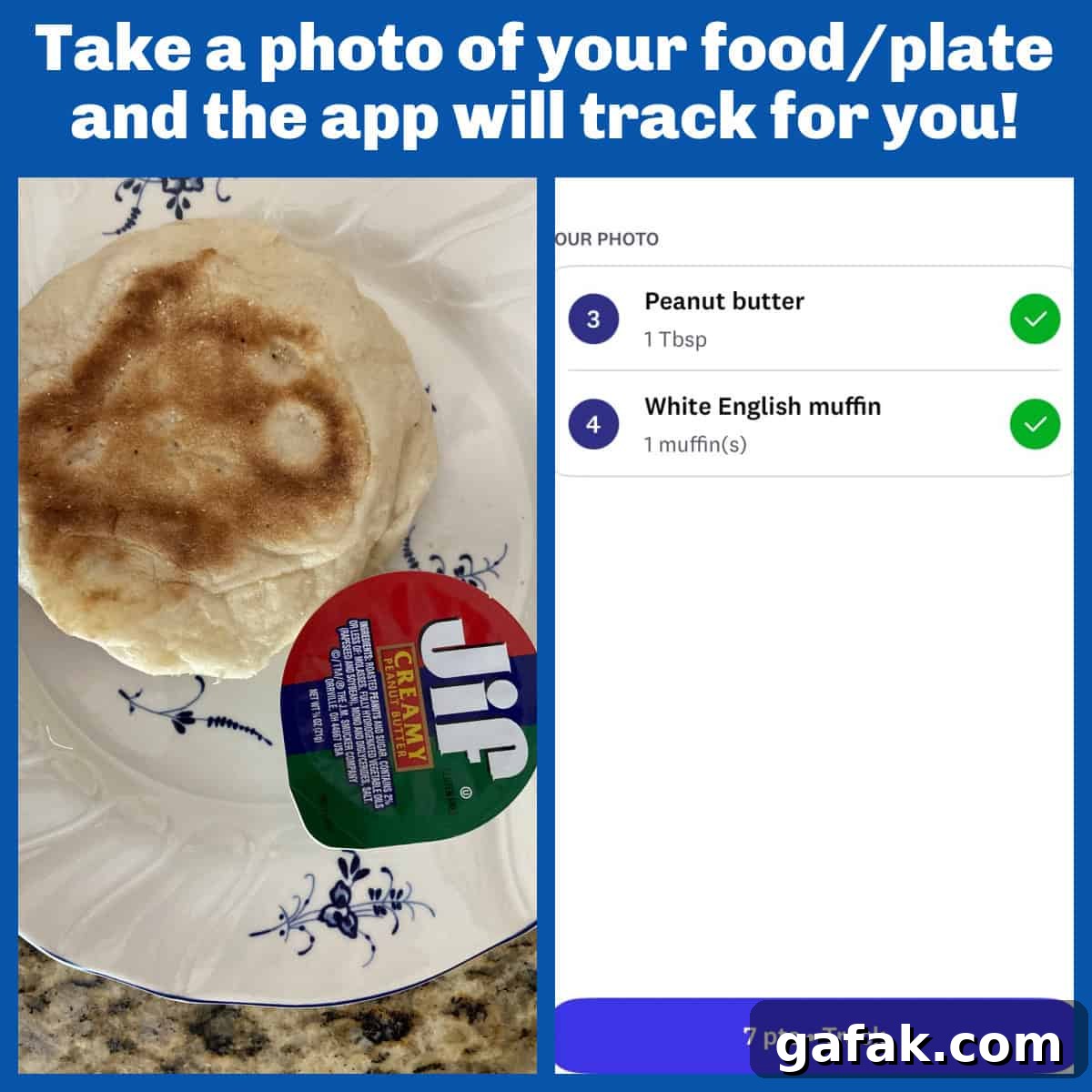 Screenshot from Weight Watchers app that shows a plate of food for tracking.