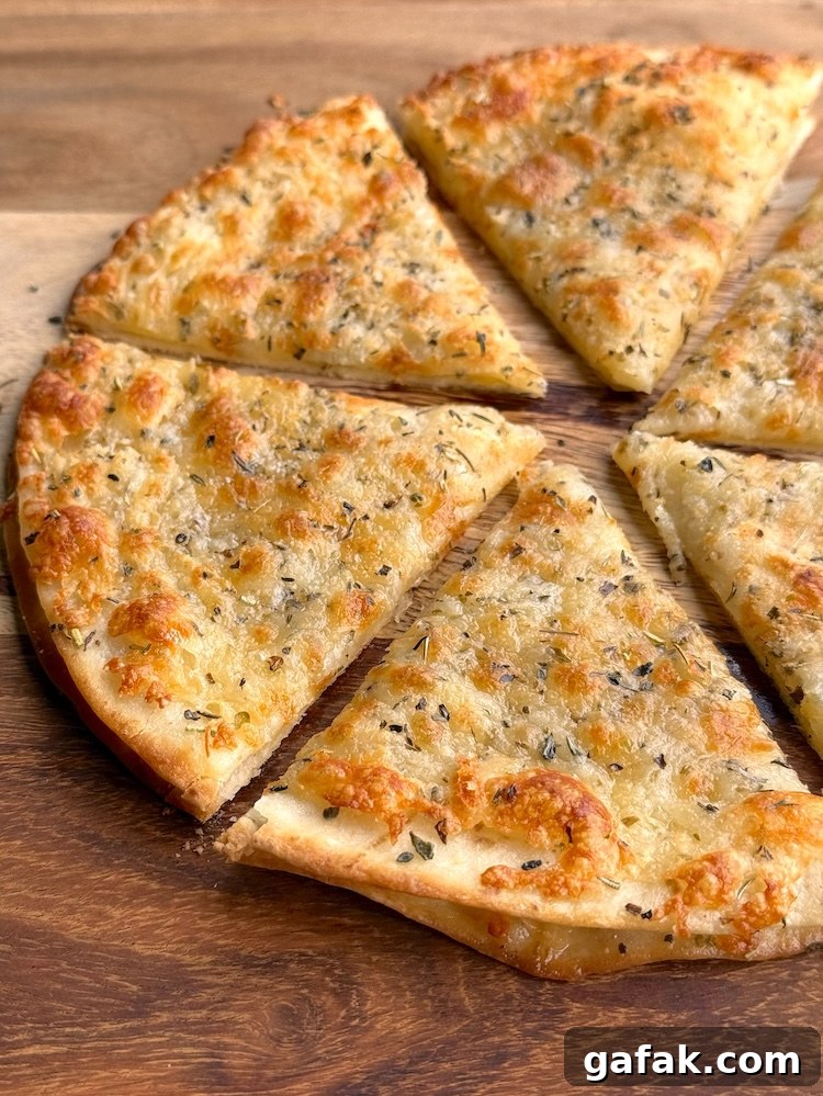 Air fryer garlic bread with tortillas.