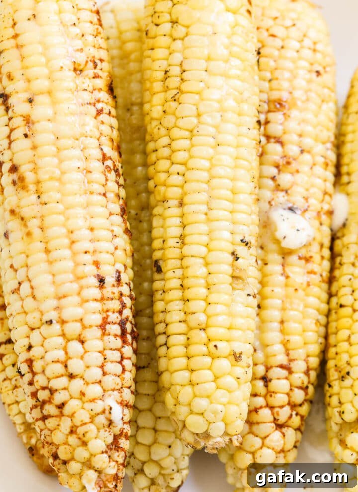 Grilled corn on a platter.