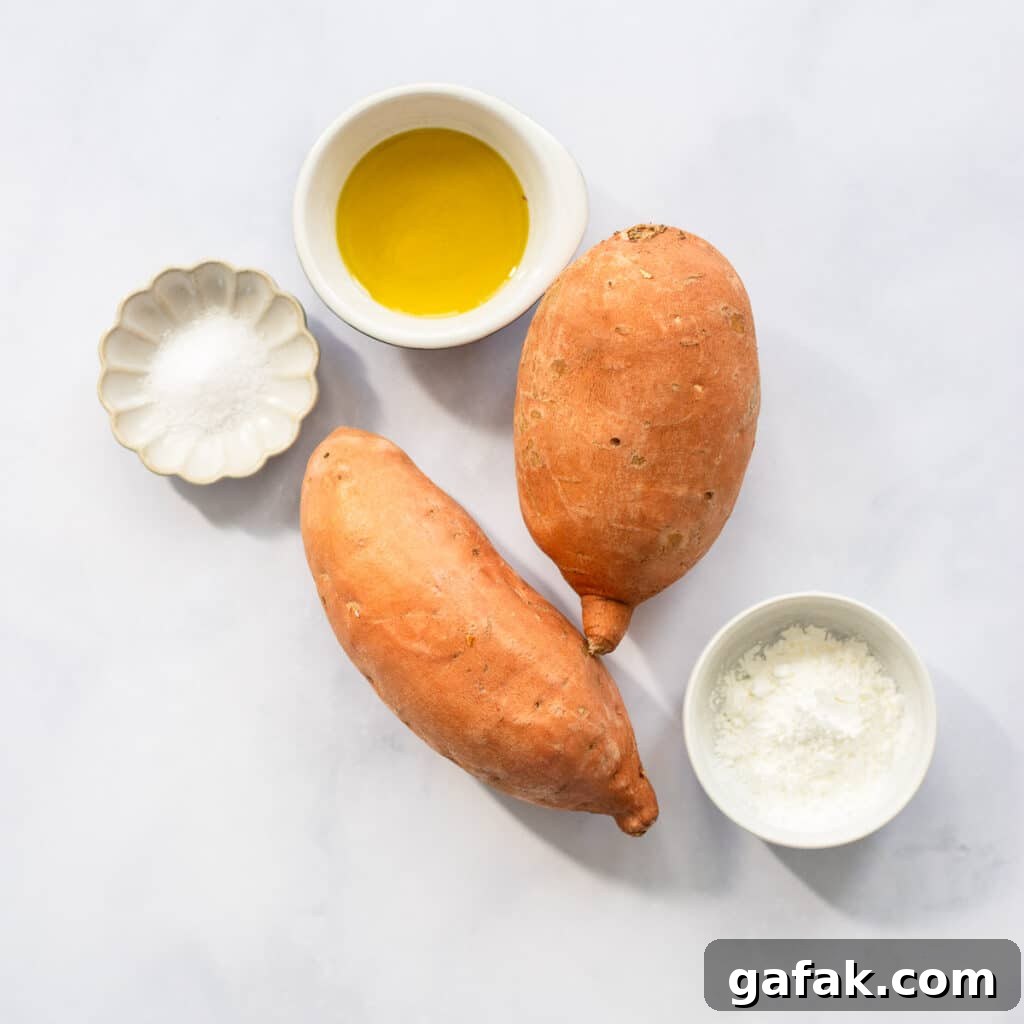 raw ingredients to make healthy baked sweet potato fries